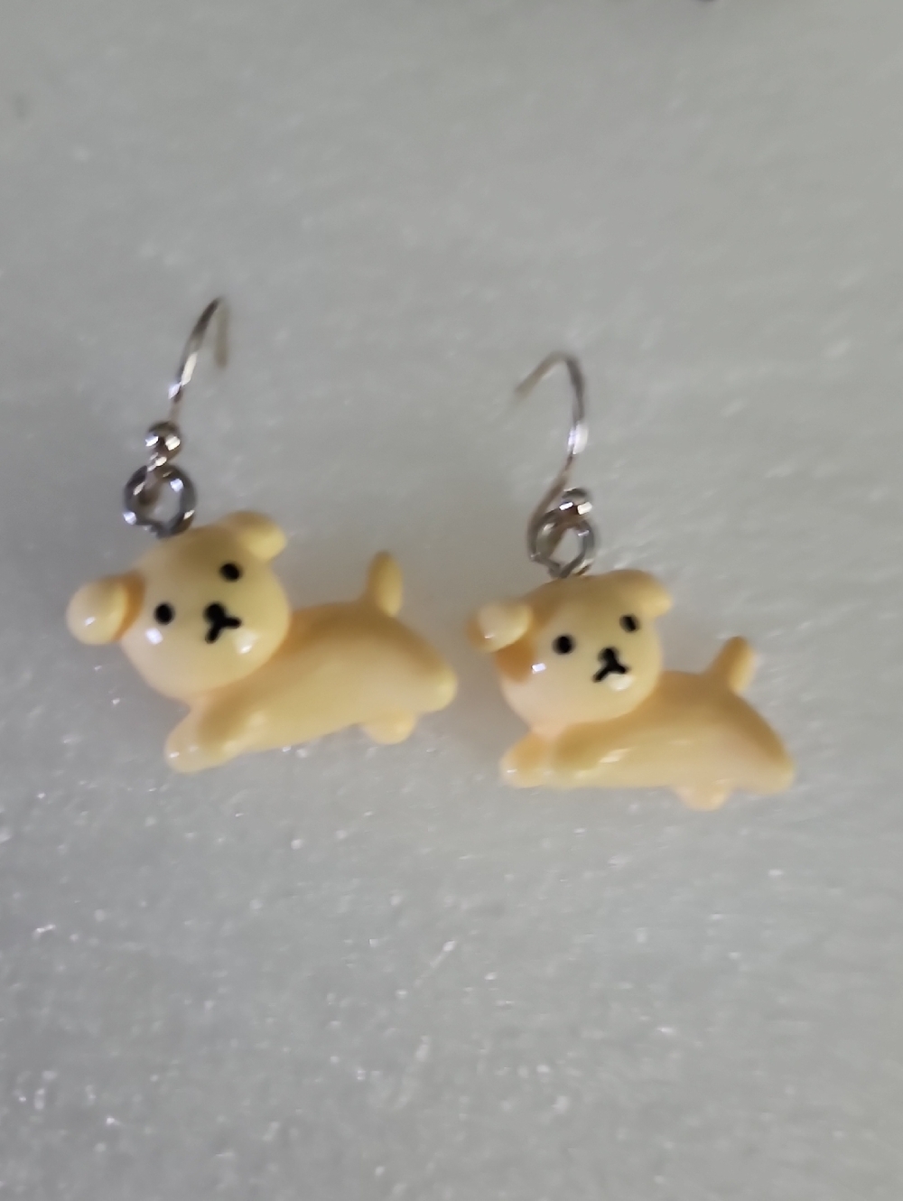 Hand Crafted Cream Puppy Dangle Earrings - Cute Animal Jewelry